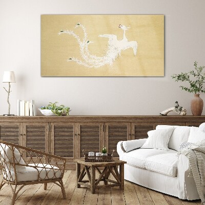 Tableau imprimé sur verre Phénix blanc sur fond doré