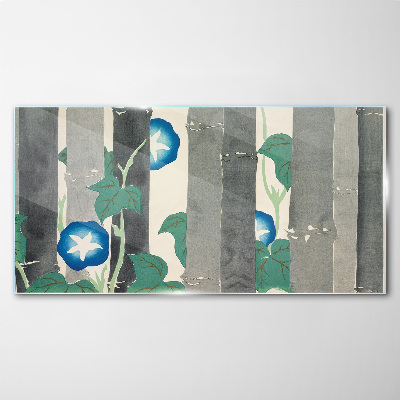 Tableau verre imprimé Matinée dans la forêt aux fleurs bleues