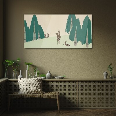 Tableau photo sur verre Cerf de forêt sur fond d'arbres