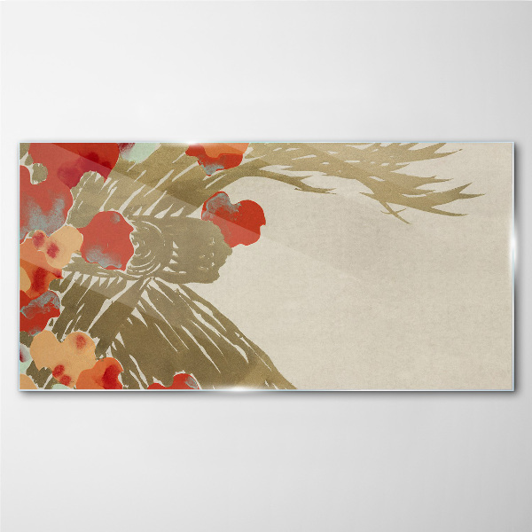 Tableau en verre Motif floral aux tons chauds