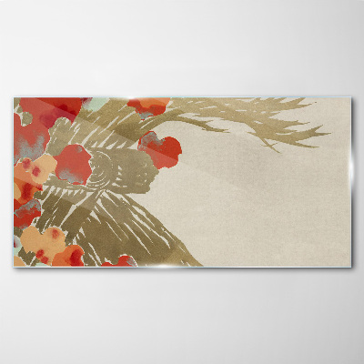 Tableau en verre Motif floral aux tons chauds