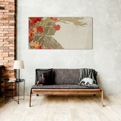 Tableau en verre Motif floral aux tons chauds