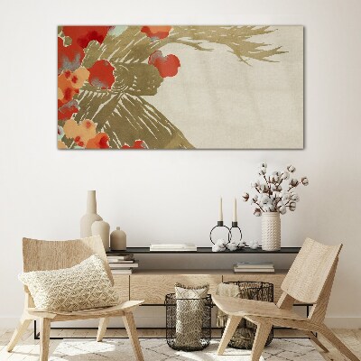 Tableau en verre Motif floral aux tons chauds