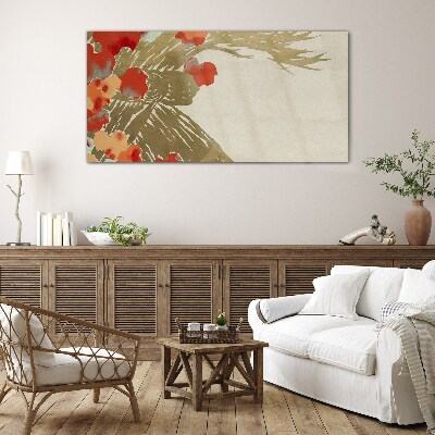 Tableau en verre Motif floral aux tons chauds