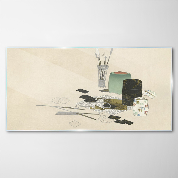 Tableau en verre Une composition minimaliste avec de la céramique