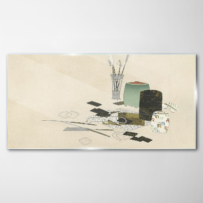 Tableau en verre Une composition minimaliste avec de la céramique