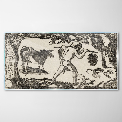 Tableau verre imprimé Scène pastorale avec du bétail