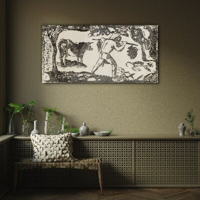 Tableau verre imprimé Scène pastorale avec du bétail