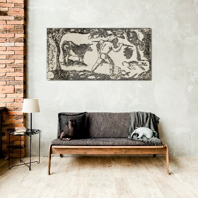 Tableau verre imprimé Scène pastorale avec du bétail