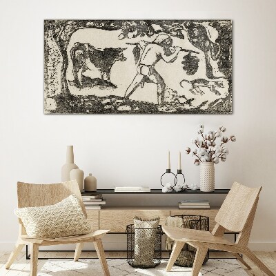 Tableau verre imprimé Scène pastorale avec du bétail