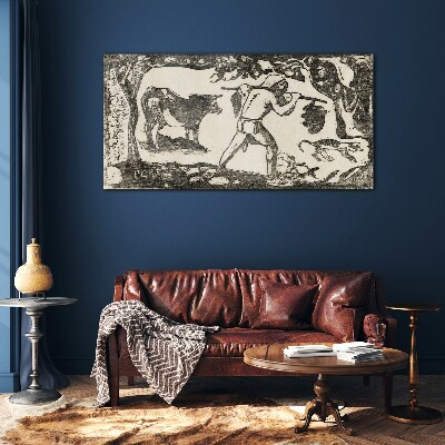 Tableau verre imprimé Scène pastorale avec du bétail