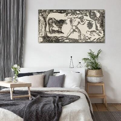 Tableau verre imprimé Scène pastorale avec du bétail