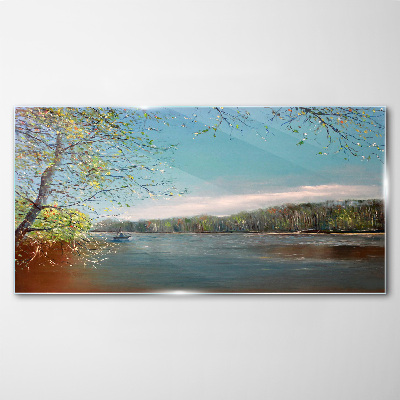 Tableau verre imprimé Un paysage paisible au bord de la rivière