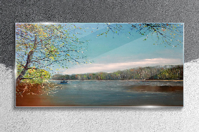 Tableau verre imprimé Un paysage paisible au bord de la rivière