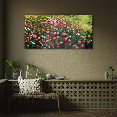 Tableau photo sur verre Une prairie pleine de coquelicots