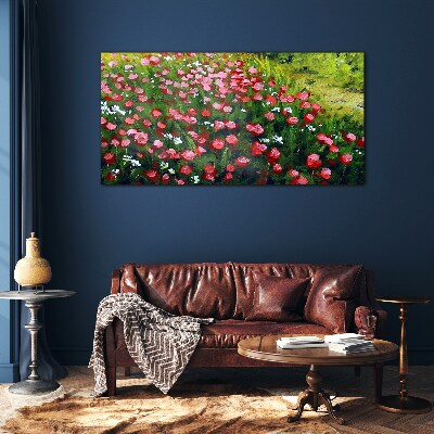 Tableau photo sur verre Une prairie pleine de coquelicots