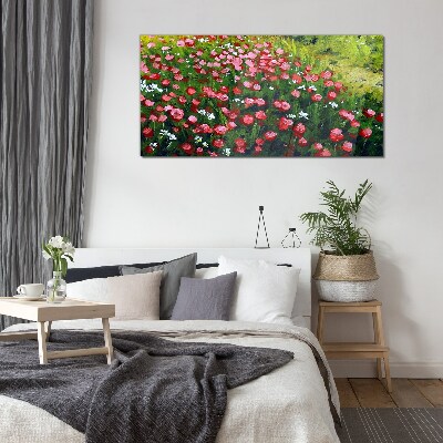 Tableau photo sur verre Une prairie pleine de coquelicots