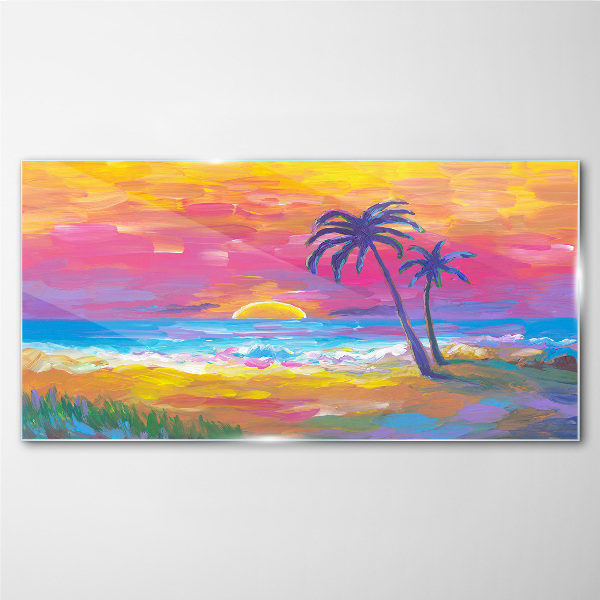 Tableau verre imprimé Coucher de soleil tropical sur la mer