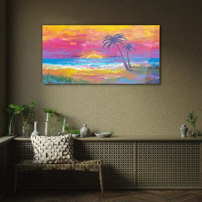 Tableau verre imprimé Coucher de soleil tropical sur la mer