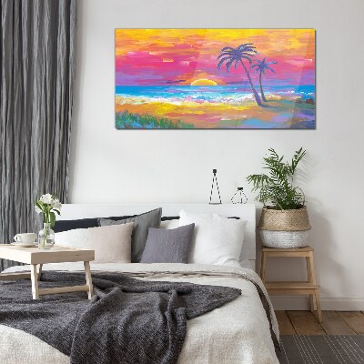 Tableau verre imprimé Coucher de soleil tropical sur la mer