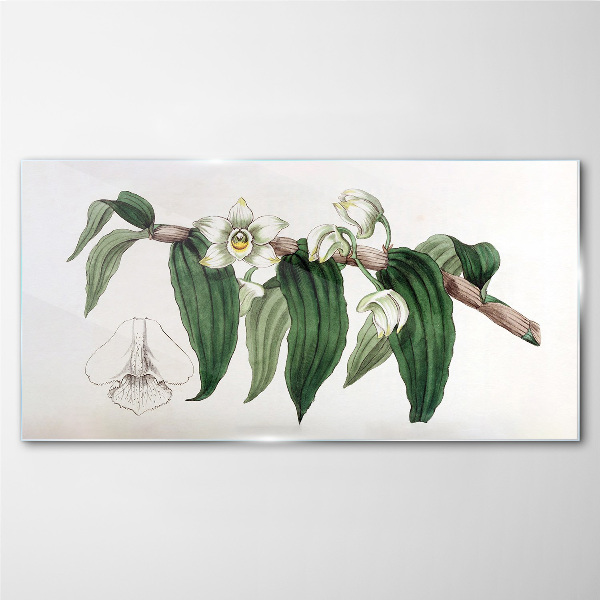 Tableau verre imprimé Composition florale avec des feuilles