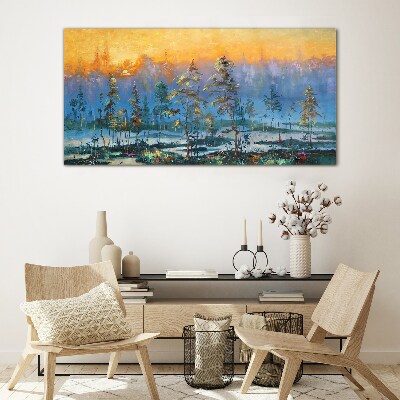 Tableau photo sur verre Matins dorés dans la forêt