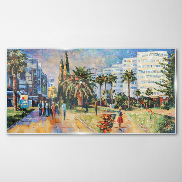 Tableau en verre Paysage tropical d'une promenade en ville