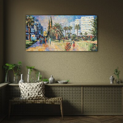 Tableau en verre Paysage tropical d'une promenade en ville