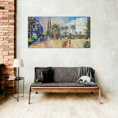 Tableau en verre Paysage tropical d'une promenade en ville