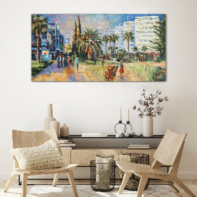 Tableau en verre Paysage tropical d'une promenade en ville