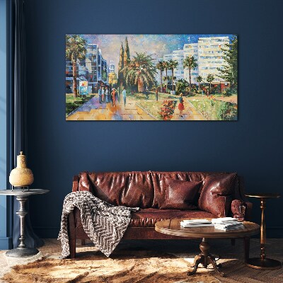 Tableau en verre Paysage tropical d'une promenade en ville