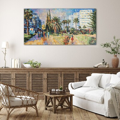 Tableau en verre Paysage tropical d'une promenade en ville