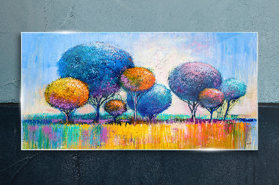 Tableau verre imprimé Arbres colorés sous le soleil d'été
