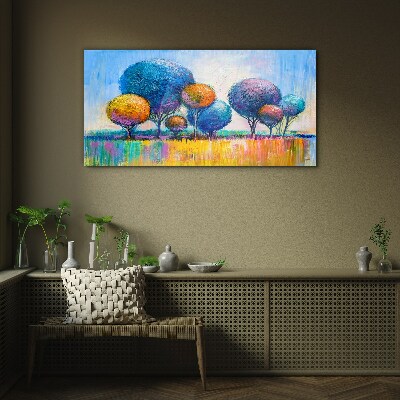 Tableau verre imprimé Arbres colorés sous le soleil d'été