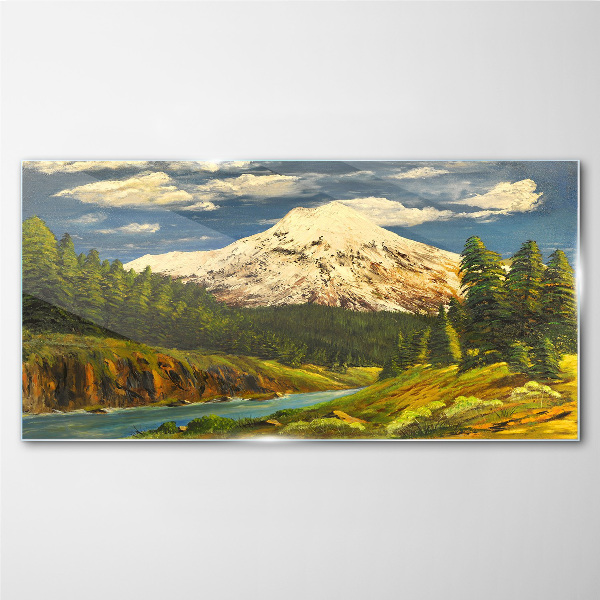 Tableau sur verre Paysage de montagne avec une rivière