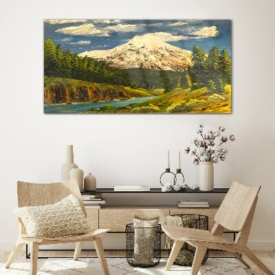 Tableau sur verre Paysage de montagne avec une rivière