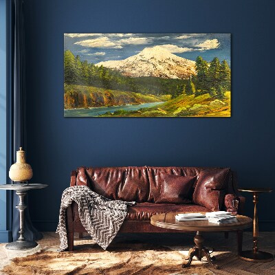 Tableau sur verre Paysage de montagne avec une rivière