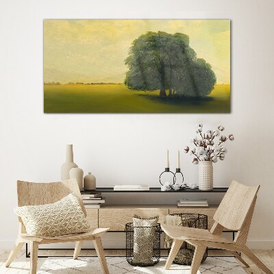 Tableau verre imprimé Un paysage paisible avec un arbre