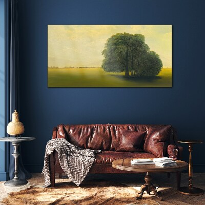Tableau verre imprimé Un paysage paisible avec un arbre