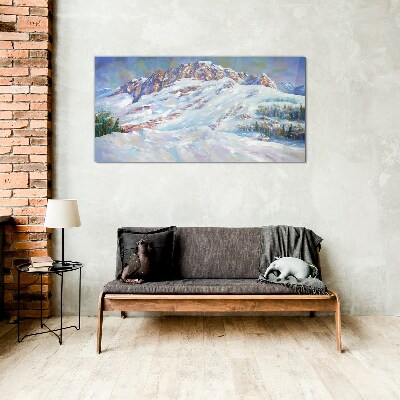 Tableau en verre Paysage de montagne hivernal