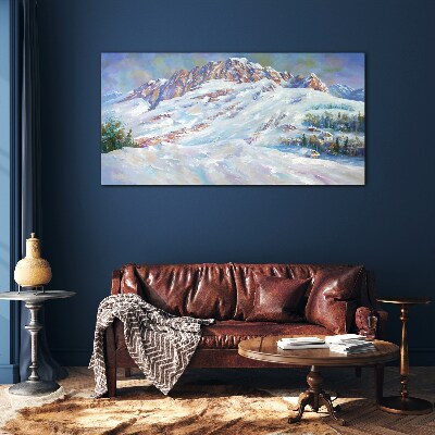 Tableau en verre Paysage de montagne hivernal