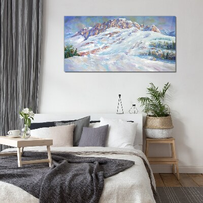 Tableau en verre Paysage de montagne hivernal