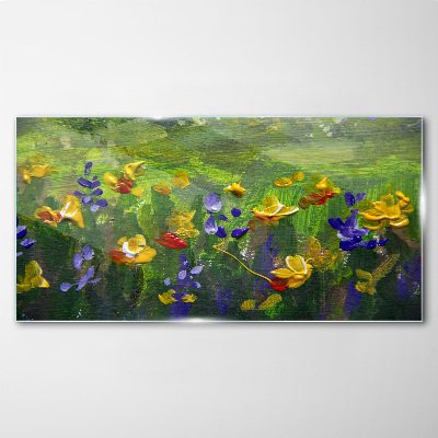 Tableau sur verre Un paysage floral aux couleurs printanières
