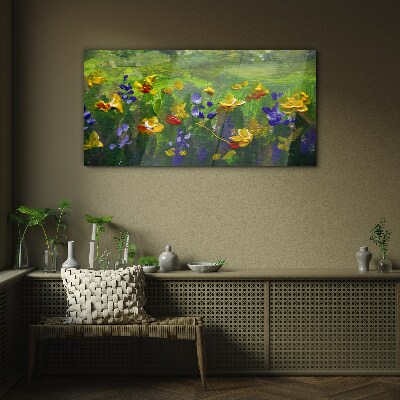Tableau sur verre Un paysage floral aux couleurs printanières