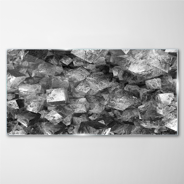 Tableau sur verre Cubes abstraits aux tons monochromes