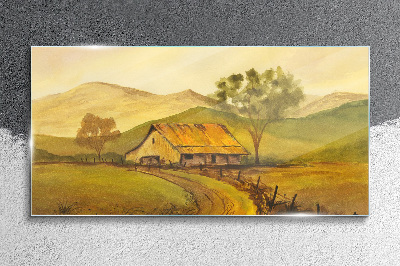 Tableau verre imprimé Un paysage rural paisible le matin