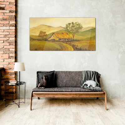 Tableau verre imprimé Un paysage rural paisible le matin