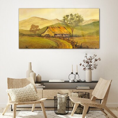 Tableau verre imprimé Un paysage rural paisible le matin