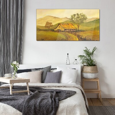 Tableau verre imprimé Un paysage rural paisible le matin