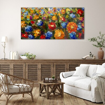 Tableau photo sur verre Un paysage floral aux couleurs intenses